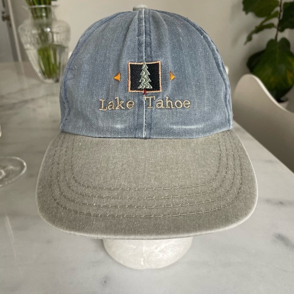 unknown Other - Lake Tahoe blue cap hat. Embroidered with a tree. Adjustable cap